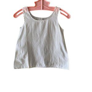 Vintage Linen Semi Sheer Scalloped Detail Top